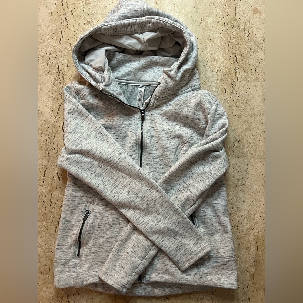 90 Degeees By Reflex Full Zip Winter Gray Fleece Lined Hoodie Size Large